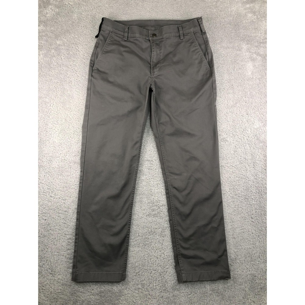 40 Grit Duluth Trading Pants Mens 34x29 (Tag 34x30) Gray Slim Fit Chino *Flaw